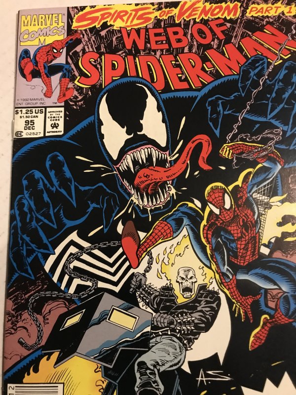 Web of Spider-Man #95 : Marvel 12/92 VF; Venom, Ghost Rider, NEWSSTAND