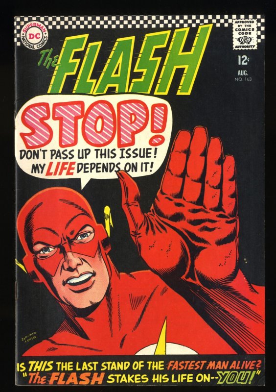 Flash #163 VF- 7.5 White Pages Infantino Cover Art! Silver Age!