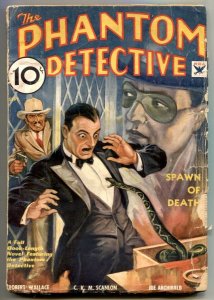 Phantom Detective Pulp 9/1934- Snake cover-Spawn of Death