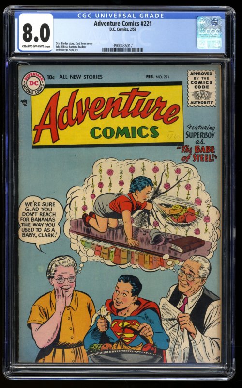 Adventure Comics #221 CGC VF 8.0 Cream To Off White Curt Swan Cover!