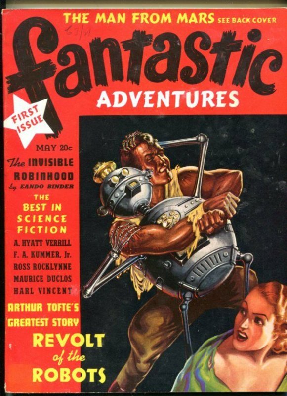 FANTASTIC ADVENTURE #1-05/1939-FUQUA ROBOT COVER-TOP SC-FI PULP THRILLS-vf