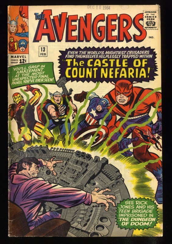 Avengers #13 VG+ 4.5 1st Count Nefaria!