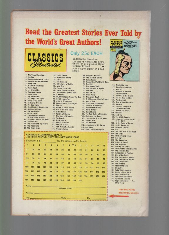 Classics Illustrated #124 vf- to vf 