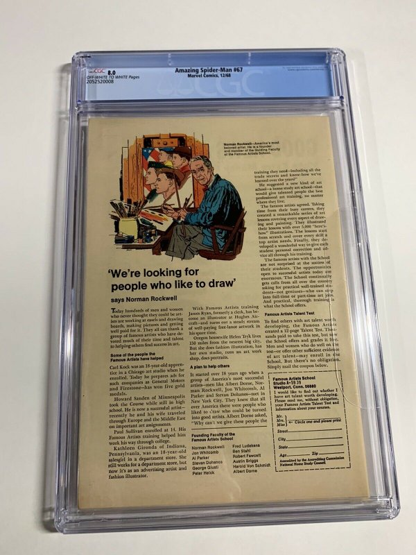 Amazing Spider-Man #67 CGC graded 8.0