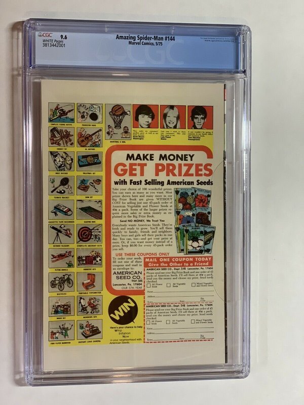 Amazing Spider-man 144 cgc 9.6 white pages bronze age marvel