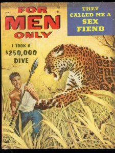 FOR MEN ONLY JAN 1958-LEOPARD COVER-VAMPIRE-HAVANA GIRL FN-