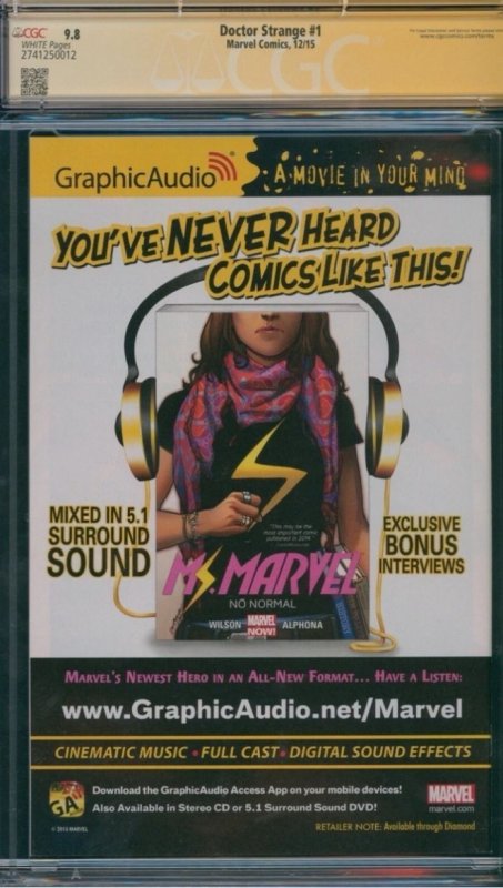 Doctor Strange #1 (2015) CGC 9.8 Signed Benedict Cumberbatch