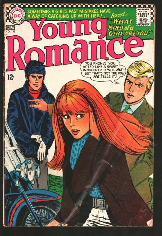 Young Romance #148 1967-DC-Motorcycle cover-Mod Fashions-lingerie-G/VG