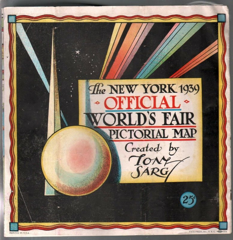 New York World's Fair Official Pictorial Map 1939-comic style art-Tony Sarg-G