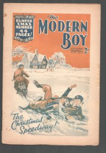 Modern Boy 12/14/1935-U.K. published-dime novel-Motorcycle cover-Christmas is...