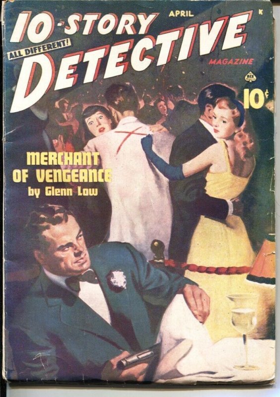 10-STORY DETECTIVE--APRIL 1946--ERNEST CHIRIACKA CRIME PULP COVER-HARD BOILED...