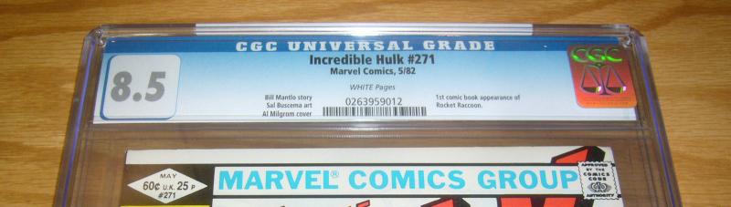 Incredible Hulk #271 CGC 8.5 1st rocket raccoon (from guardians of the galaxy)