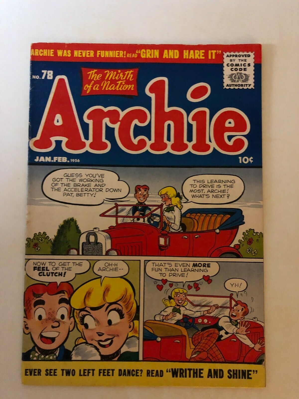 ARCHIE 78 FINE Jan-Feb 1956 Did the CCA miss the cover joke entirely ...