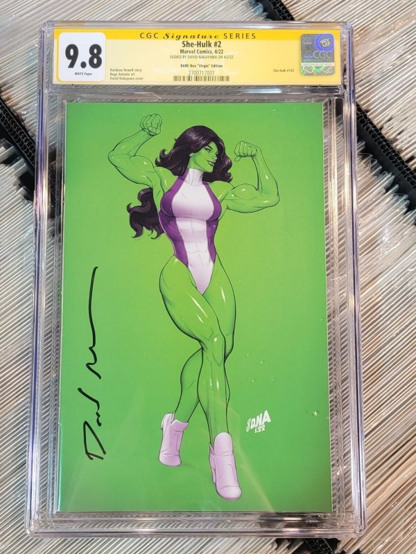 CGC 9.8 She Hulk #2 Comic Book Bam Box Virgin Signed David Nakayama 2022 Marvel