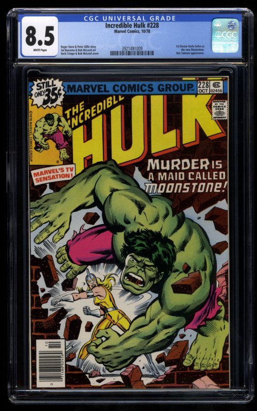 Incredible Hulk #228 CGC VF+ 8.5 1st Moonstone! Thunderbolts! Karla Sofen!