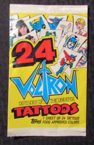 Topps Chewing Gum Voltron Defender Of The Universe Unopened Packet Of 24 Tattoos 