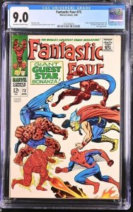 FANTASTIC FOUR #73 CGC 9.0 SPIDER-MAN DAREDEVIL THOR JACK KIRBY