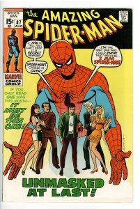 AMAZING SPIDERMAN 87 F/VF 7.0;GWENS BIRTHDAY;UNMASKED.  (EAST COAST COLLECTION)