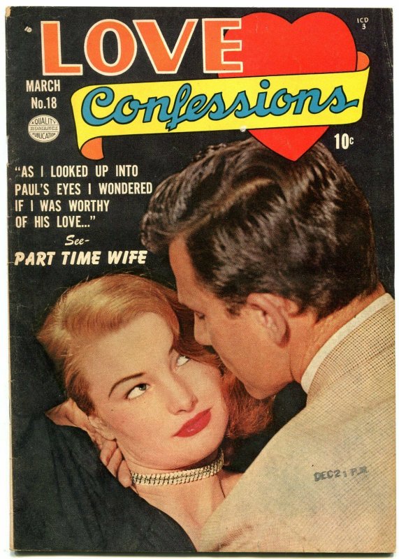 Love Confessions #18 1952- Golden Age Romance- Part Time Wife FN 
