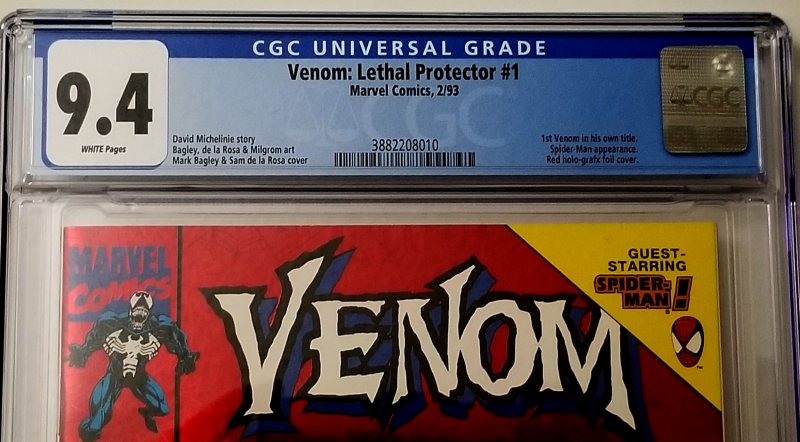 Venom: Lethal Protector #1 CGC 9.4 Mark Bagley 1st Solo Venom FREE SHIPPING