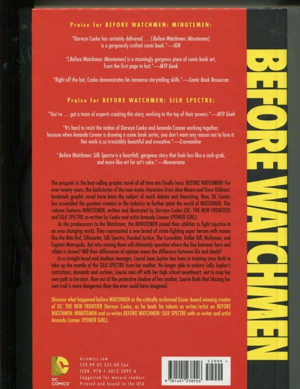 BEFORE WATCHMEN: MINUTEMEN/SILK SPECTRE (VF) COOKE!! 2013