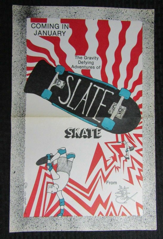 1986 ADVENTURES OF SLATE SKATE 11x17 Hot Shot Comix Promo Poster FVF 7.0