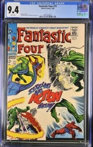 Fantastic Four #71 1968 Marvel Comics CGC 9.4 Jack Kirby White Pages