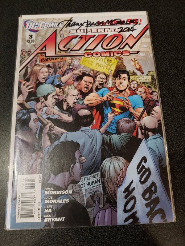 ​ACTION COMICS #3 SIGNED BY RAGS MORALES WITH COA