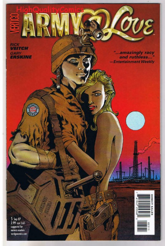 ARMY AT @ LOVE #1 2 3 4 5, VF/NM, Rick Veitch, Morale, Vertigo, 2007, Racy