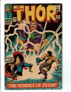 Mighty Thor # 129 VG Silver Age Loki Odin Marvel Comic Book Avengers Ulik J121