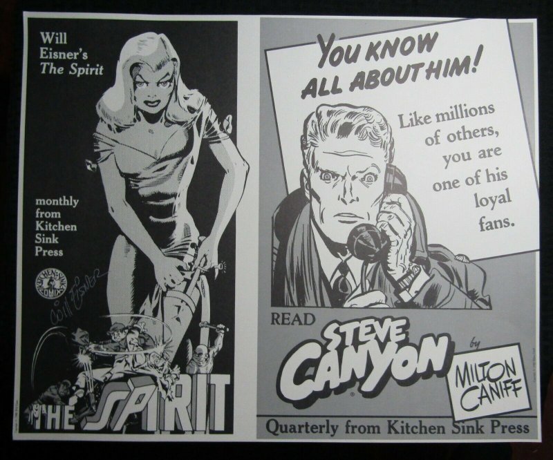 1988 THE SPIRIT Steve Canyon Kitchen Sink 22x18 Poster SIGNED Will Eisner