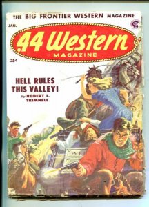 .44 WESTERN-01/1953-VIOLENT WESTERN PULP THRILLS- GUNFIGHT COVER-JOHN JAKES-good