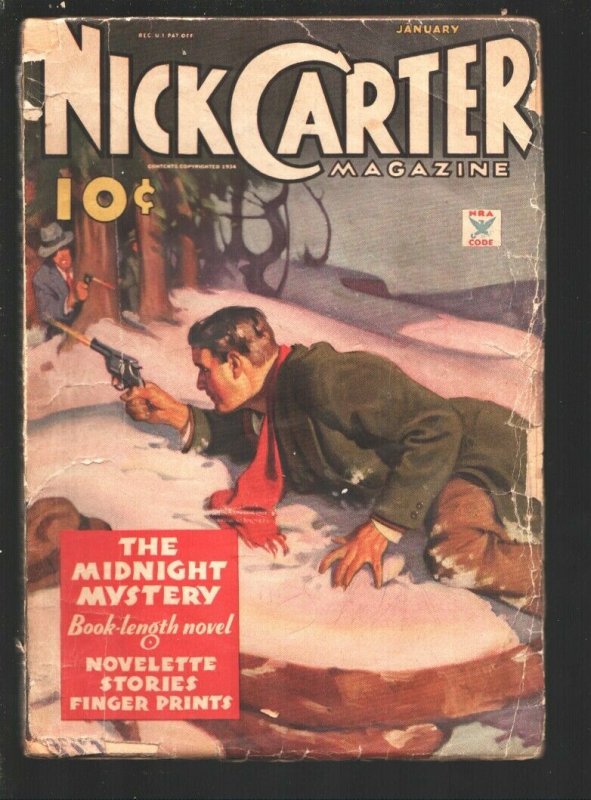 Nick Carter 1/1935-2 Nick Carter stories in this issue-Hero crime pulp-Color ...