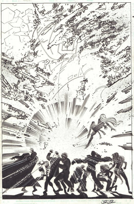 Avengers #11 p.17 - Explosion and Team Splash - 2011 art by John Romita Jr.