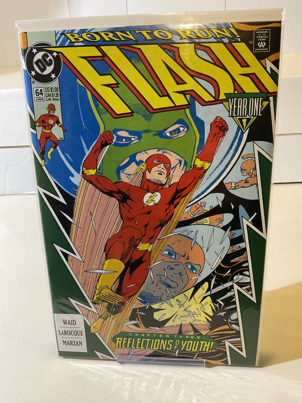 Flash #64  1992  9.0 (our highest grade)  Mark Waid!  Year One!