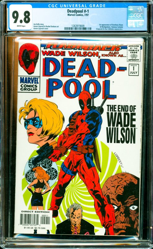 Deadpool #-1 CGC Graded 9.8 1st appearance of Overboss Dixon & Montgomery, Va...