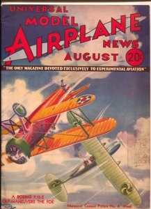 Model Airplane News 8/1933-Jay-biplane dogfight  pulp style aviation cover Ko...