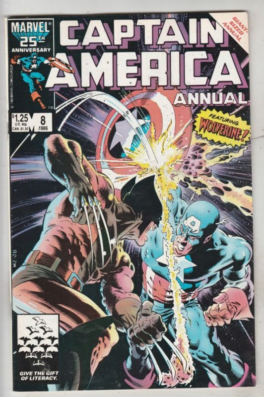 Captain America King-Size Annual #8 (Sep-86) NM- Cap vs Wolverine Lynchburg CERT