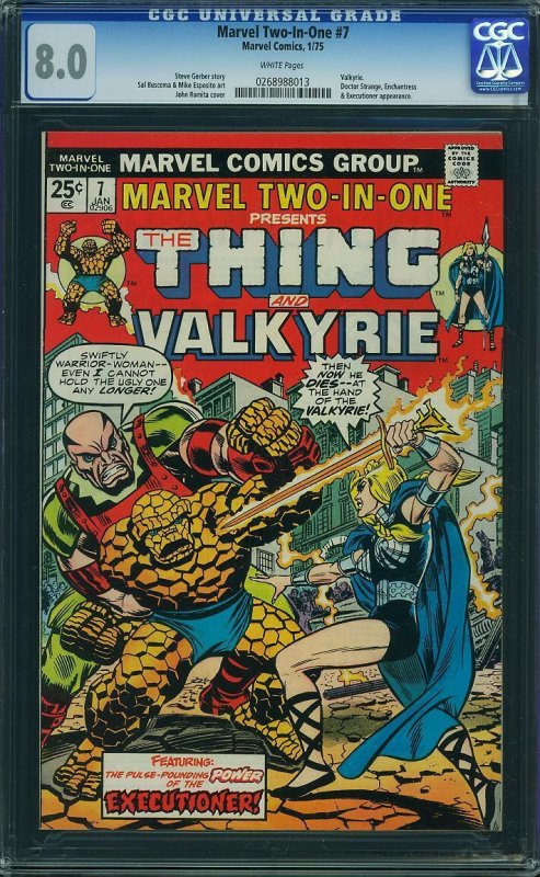 Marvel Two-in-One #7 (1975) CGC 8.0 VF