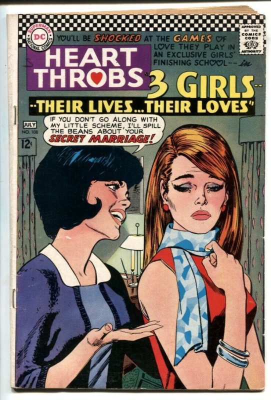 HEART THROBS #108 comic book 1967 DC-TORRID ROMANCE VG-