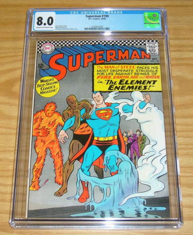 Superman #190 CGC 8.0 silver age dc comics - superman - jim shooter/curt swan