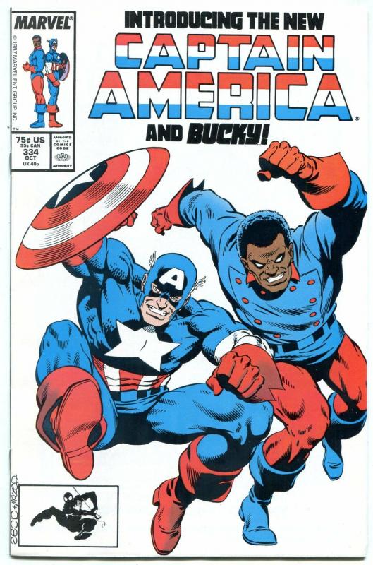 Captain America #334 comic book 1987-New Cap and Bucky--Marvel Copper Age NM-