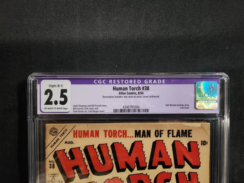 Human Torch #38 - Sub-Mariner Backup Story / Last Issue (CGC 2.5) 1954