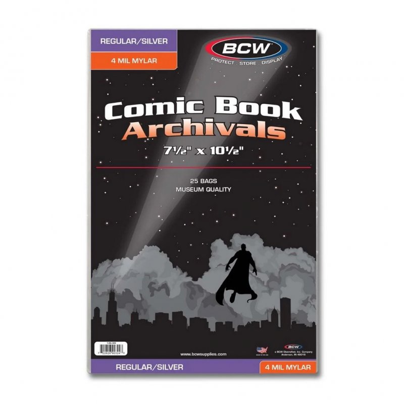 Silver/Regular Comic Mylar Archivals - 4 MIL 25 Bags per Pack