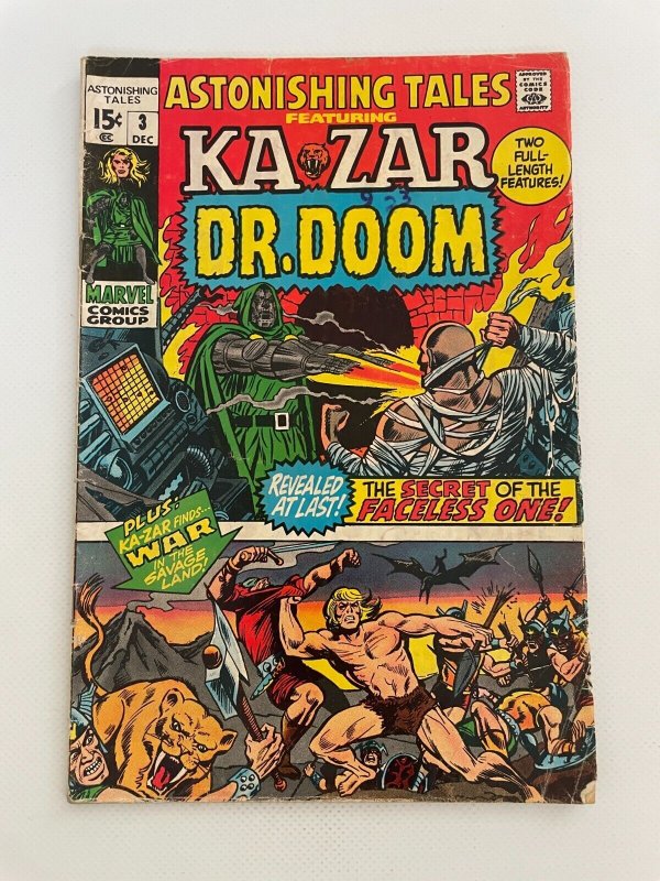 Astonishing Tales # 3 VG/FN Marvel Comic Book Ka-Zar Zabu Dr. Doom 10 LI6