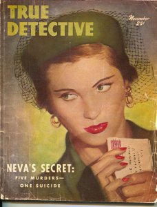 True Detective-11/1950-Crime Pulp-Neva's Secret: Five Murders-One Suicidel