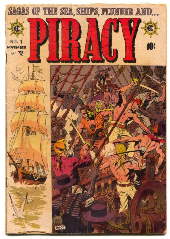 PIRACY COMICS #1 E C  CRANDALL WILLIUAMSON WOOD 1954 G/VG