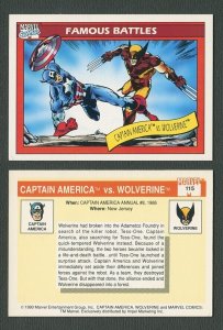 1990 Marvel Comics Card  #115 (Captain America vs Wolverine)  NM-MT