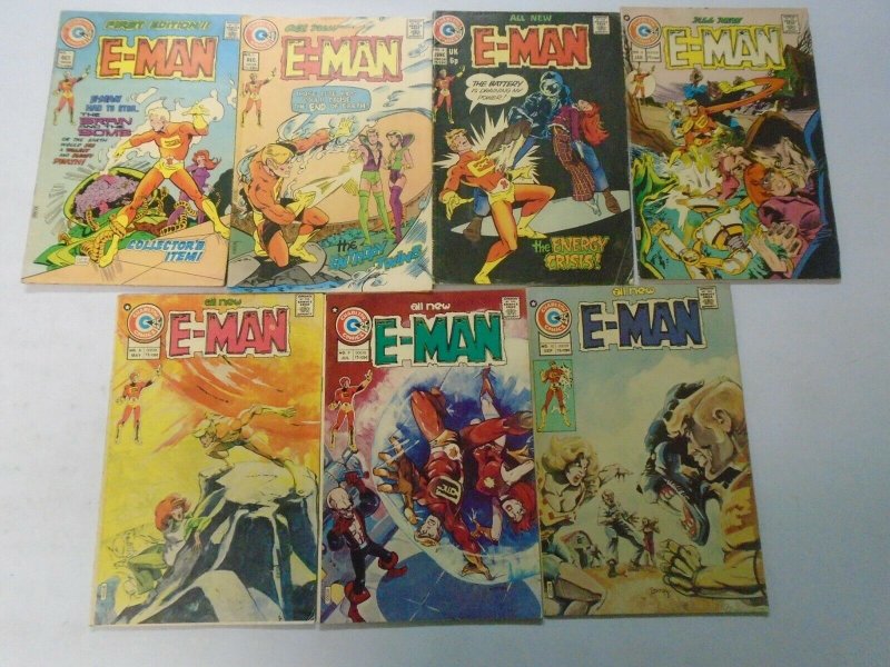 E-Man comic lot 7 different avg 5.0 VG FN (1973-75 Charlton)