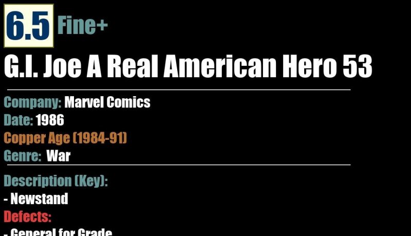 G.I. Joe A Real American Hero 53 (1986) FN+ 6.0 Marvel Comics